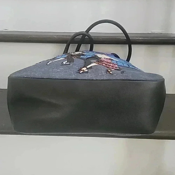 Frankie & Johnnie Vintage New York Handbag Dancing Skyline NYC Tote Beaded Roomy - Picture 3 of 7